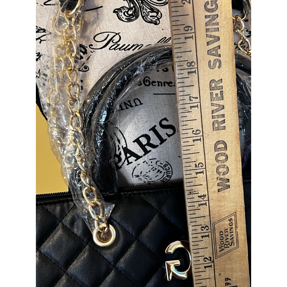 Gilda Paris NWT Black Quilted "G" Logo Quilted Tote MSRP $199 - Picture 13 of 14